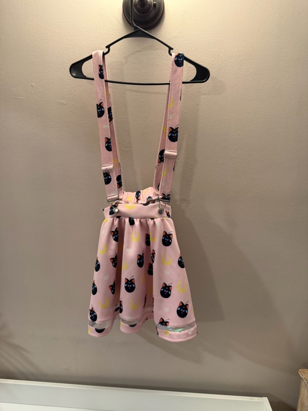 Sailor Moon Hot Topic Pink Luna Cat Crescent Moon Suspender Skirt Small